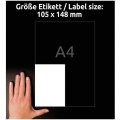 Etikety univerzální Avery 105x148 mm, vysoká lepivost, 20 l.