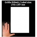 Etikety univerzální Avery 210x297 mm, vysoká lepivost, 20 l.