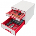 Box zásuvkový Leitz WOW, 4 zásuvky, červený