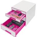 Box zásuvkový Leitz WOW, 4 zásuvky, růžový