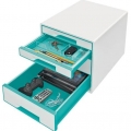 Box zásuvkový Leitz WOW, 4 zásuvky, ledový modrý