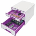 Box zásuvkový Leitz WOW, 4 zásuvky, purpurový