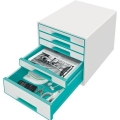 Box zásuvkový Leitz WOW, 5 zásuvek, ledově modrý