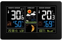 Meteostanice Solight, barevné LCD, USB nabíjení, černá