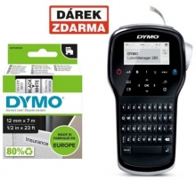 Páska Dymo Pocket 12 mm x 7 m, černá/bílá, 10 ks - Akce