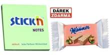 Bloček samolepicí Stick´n 76x76 mm, zelený, 3 ks - Akce