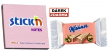 Bloček samolepicí Stick´n 76x76 mm, růžový, 3 ks - Akce