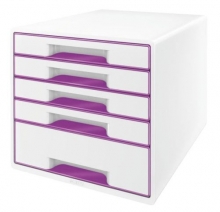 Box zásuvkový Leitz WOW, 5 zásuvek, purpurový