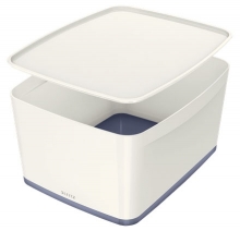 Box úložný s víkem Leitz MyBox, velikost L, bílý/šedý