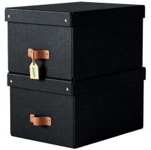 Box úložný Leitz Puro s víkem, velikost M, černý, 2 ks