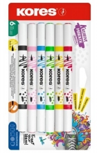 Popisovač akrylový Kores Kreative Marker, oboustranný, 6 ks