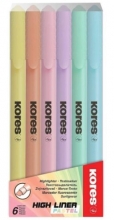 Zvýrazňovač Kores High Liner Pastel, 6 ks