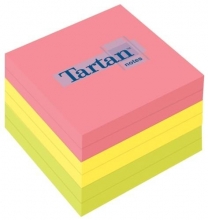 Bloček samolepicí Tartan 76x76 mm, 6x100 lístků, mix barev