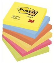Bloček Post-it 654-TFEN, 76x76 mm, 6x100 lístků, mix barev