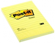 Bloček Post-it 660, 102x152 mm, linkovaný, 100 lístků, žlutý