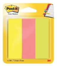 Záložky Post-it 671/3 neon, 25x76 mm, 3x100 lístků