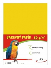 Papír barevný A3, 80 g, žlutý, 100 listů