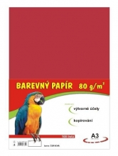 Papír barevný A3, 80 g, červený, 100 listů