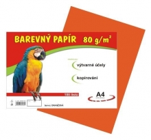 Papír barevný A4, 80 g, oranžový, 100 listů