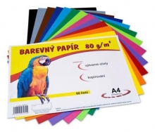 Papír barevný A4, 80 g, mix 12 barev, 60 listů