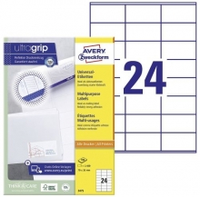 Etikety univerzální Avery 3475, 70x36 mm, bílé, 100 listů