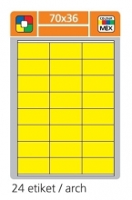 Etikety laserové 70 x 36 mm, žluté, 100 listů