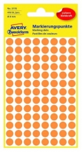 Etikety Avery 3178 kolečka, průměr 8 mm, 416 ks, oranž. neon