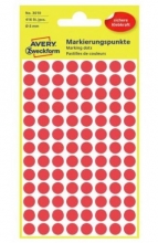 Etikety Avery 3010 kolečka, průměr 8 mm, 416 ks, červené