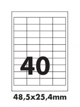 Etikety 48,5x25,4, 40 etiket na archu A4, (balení 100 listů)