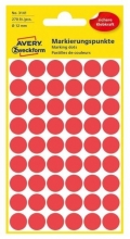 Etikety Avery 3141 kolečka, průměr 12 mm, 270 ks, červené