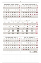 Kalendář nástěnný, pětiměsíční, šedý 2027