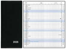 Diář Xenie, měsíční, kapesní, PVC, černý 2026