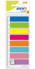 Záložky samolepicí Stick´n 45x12 mm, plast, 8x25 ks, neon