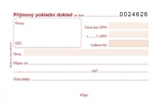 Tiskopis Příjmový pokladní doklad, A6, samopropis., čísl.