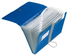 Aktovka na dokumenty A4, 12 přihrádek, modrá