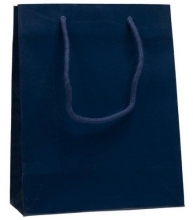 Taška papírová 22x10x27,5 cm, bavlněná ucha, lesklá, modrá