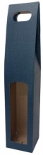 Krabice dárková na víno, 1 láhev, 8,2x8,2x40 cm, modrá