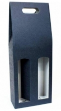 Krabice dárková na víno, 2 láhve, 16,5x8,2x40 cm, modrá