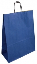 Taška papírová 32 x 14 x 42 cm, kroucené ucho, modrá