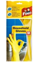 Rukavice úklidové Fino, latexové, velikost 8/M, žluté