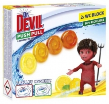 Prostředek na WC Dr. Devil Push Pull, 2x20 g, Lemon fresh