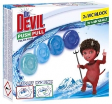 Prostředek na WC Dr. Devil Push Pull, 2x20 g, Polar aqua