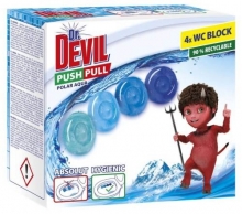 Prostředek na WC Dr. Devil Push Pull, 4x20 g, Polar aqua
