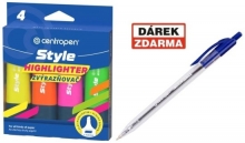 Zvýrazňovač Centropen Style 6252 Fluo, sada 4 barvy