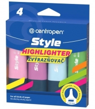 Zvýrazňovač Centropen Style 6252 Soft, sada 4 barvy
