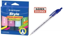 Zvýrazňovač Centropen Style 6252 Soft, sada 4 barvy