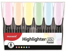 Zvýrazňovač Monami 604, seřízlý hrot 1 - 4 mm, 6 past. barev