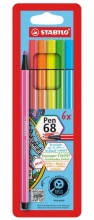 Popisovač Stabilo Pen 68, 1 mm, 6 neonových barev