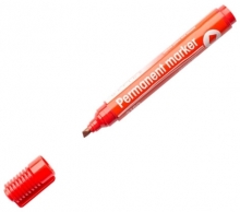 Popisovač ECO permanentní, klínový, červený