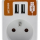 Adaptér Sencor, 1 x zásuvka, 2 x USB